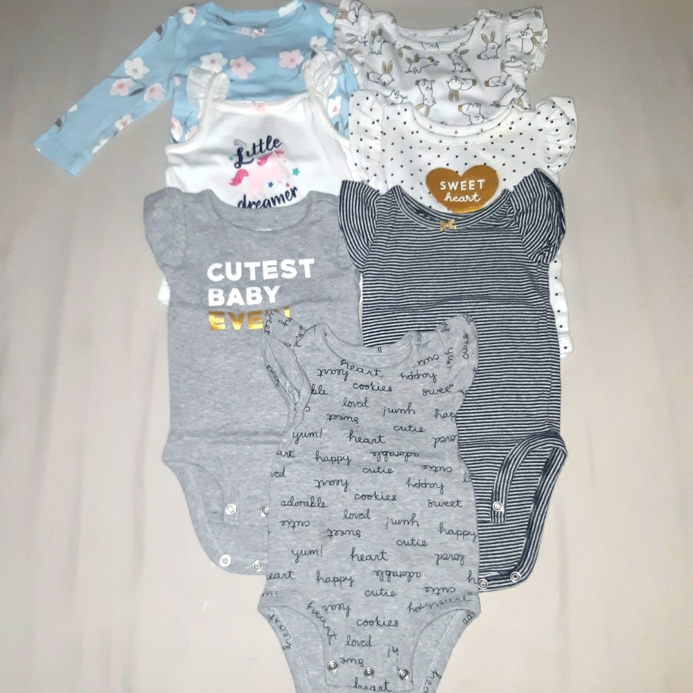 7pc, Carter's 3m Baby Girl onesies